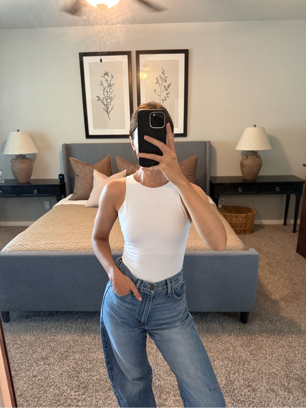 Women’s White Sleeveless High-Neck Bodysuit